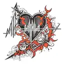 ekg lines mixed tattoo design idea