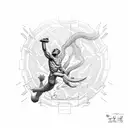 Prometheus stealing the fire inside of a rectangle tattoo design idea