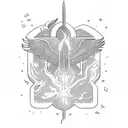 Prometheus stealing the fire inside of a rectangle tattoo design idea