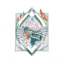 Prometheus stealing the fire inside of a rectangle tattoo design idea