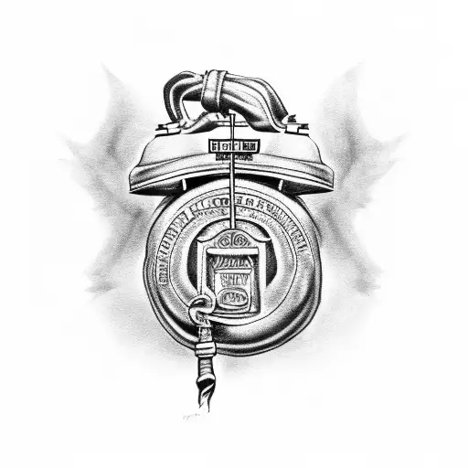 liberty bell with AC/DC WRITTEN ON IT tattoo design idea