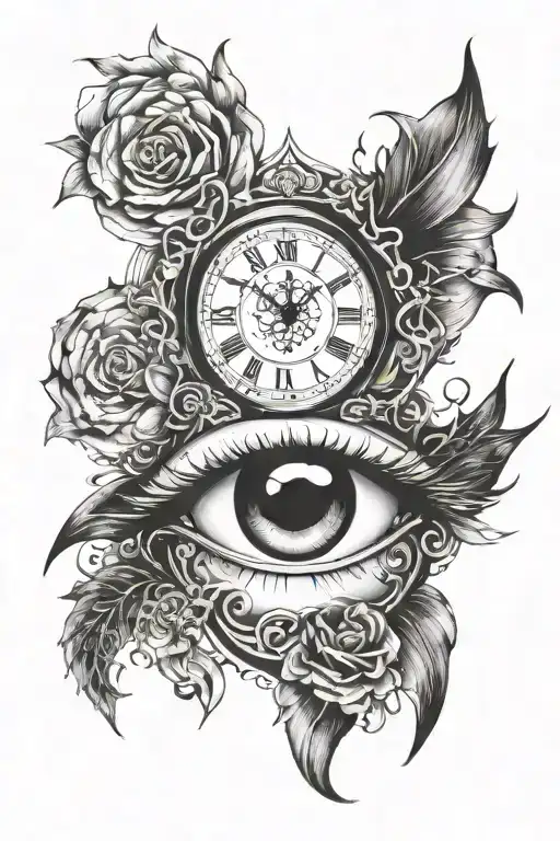 BİRTH CLOCK INSIDE EYE tattoo design idea
