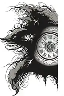 BİRTH CLOCK INSIDE EYE WITH STORM AND tattoo design idea
