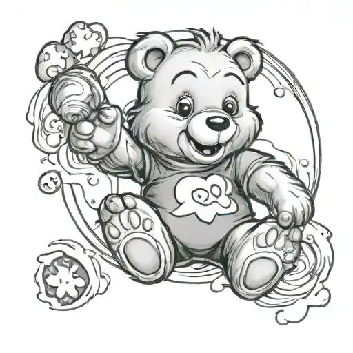 care bear playing tattoo design idea