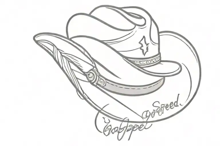 cowboy hat with Godspeed written under it  tattoo design idea