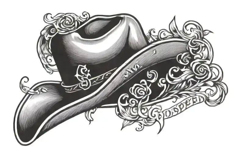 cowboy hat with Godspeed written under it  tattoo design idea