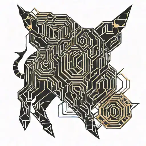 chinese character ox cyberpunk inspired tattoo tattoo design idea