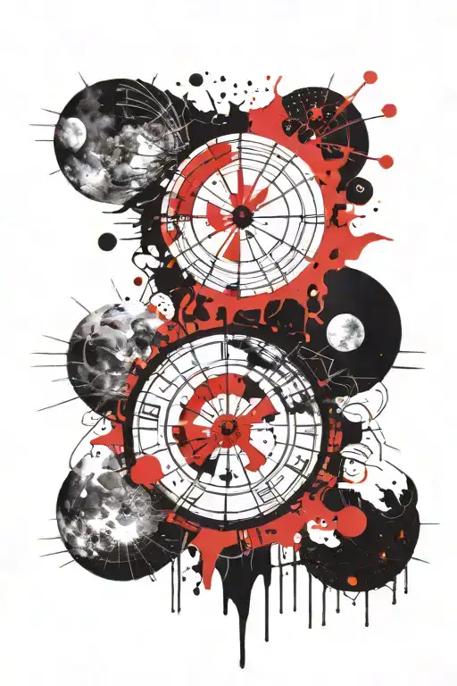 moon phases and sun tattoo design idea