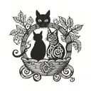 Intricate basket weaving pattern incorporating cat silhouettes tattoo design idea