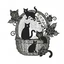 Intricate basket weaving pattern incorporating cat silhouettes tattoo design idea