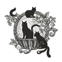 Intricate basket weaving pattern incorporating cat silhouettes tattoo design idea