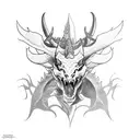 Horned dragon with claws tattoo design idea
