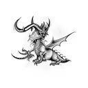 Horned dragon with claws tattoo design idea