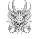 Horned dragon with claws tattoo design idea