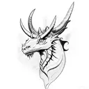 Horned dragon with claws tattoo design idea