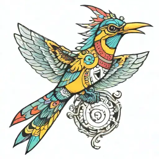 huitzilopochtli colibri tattoo design idea