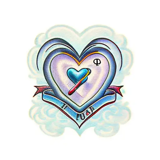 initials DNS with a heart  tattoo design idea