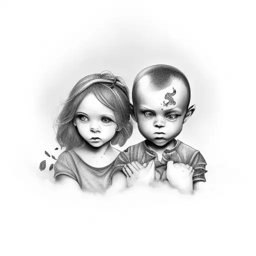 two child and wife tattoo design idea