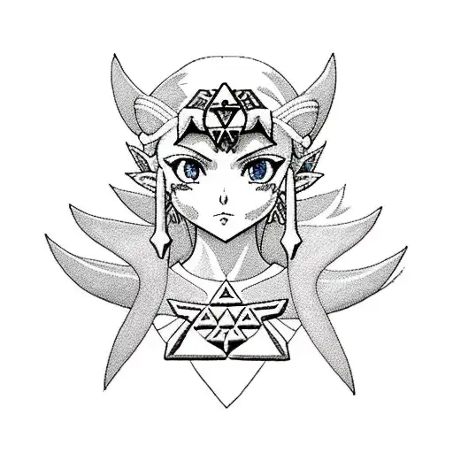 legend of Zelda sailor moon queen serenity tattoo design idea