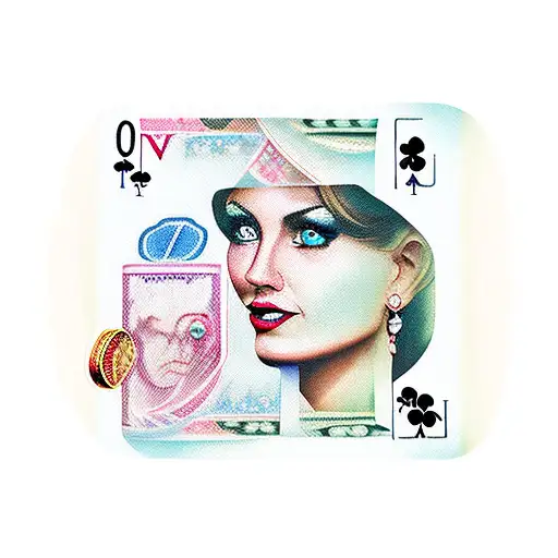 casino women face money whiskey tattoo design idea