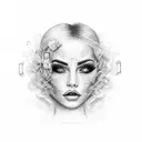 casino women face money whiskey tattoo design idea