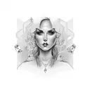 casino women face money whiskey tattoo design idea