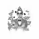 casino women face money whiskey tattoo design idea