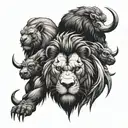 fierce looking morphed look of lion, rhino and gorilla tattoo design idea