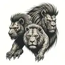 fierce looking morphed look of lion, rhino and gorilla tattoo design idea