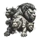 fierce looking morphed look of lion, rhino and gorilla tattoo design idea