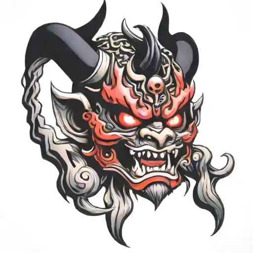 demon oni mask tattoo design idea