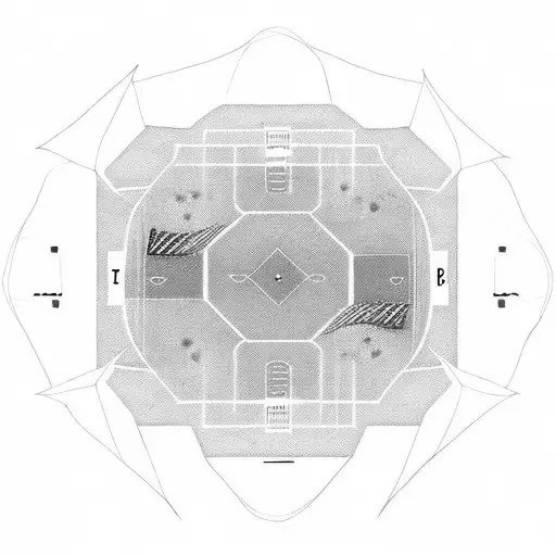 American football field with yard markers combined with geometric shapes in the backgroun tattoo design idea