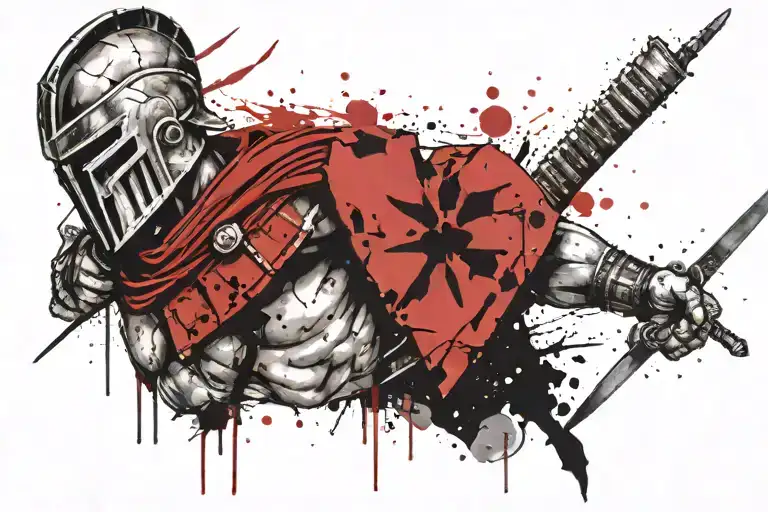 Spartan warrior holding tattoo design idea