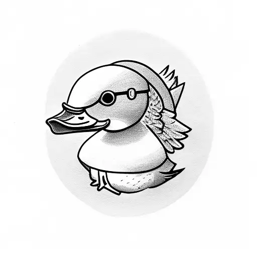 duck with sunglasses tattoo design idea