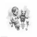a father that will protect his son and show him the world. tattoo design idea
