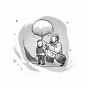 a father that will protect his son and show him the world. tattoo design idea