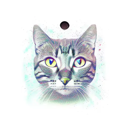 space brutalism Cat door tattoo design idea