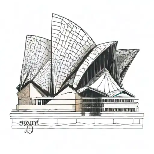 Sydney opera House feminin style tattoo design idea