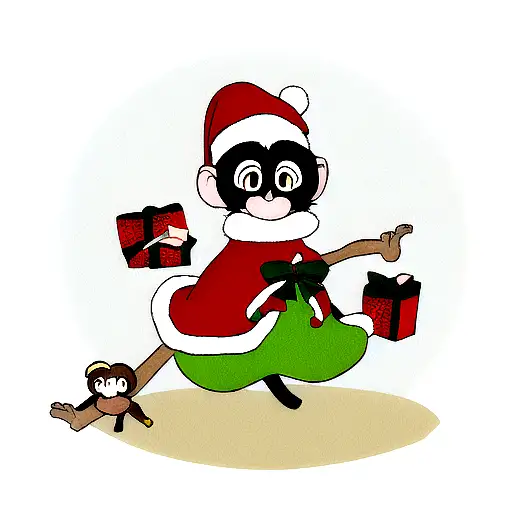 Christmas monkey tattoo design idea