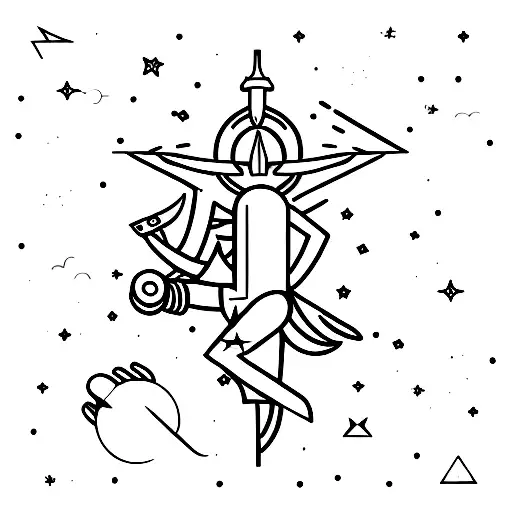 A majestic Sagittarius archer riding a shooting star, symbolizing the freedom and adventurous spirit of the zodiac sign tattoo design idea