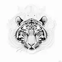 A tiger skull with intricate dotwork patterns tattoo design idea