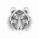 A tiger skull with intricate dotwork patterns tattoo design idea