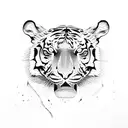 A tiger skull with intricate dotwork patterns tattoo design idea