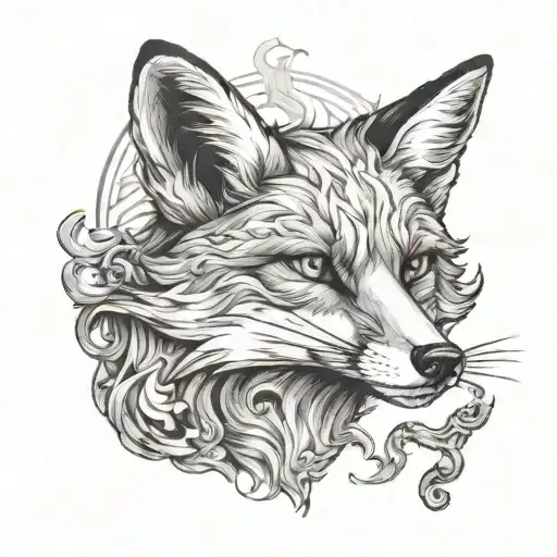fox smoking a joint surrounded by smoke tattoo design idea