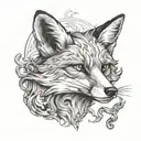 fox smoking a joint surrounded by smoke tattoo design idea