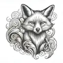 fox smoking a joint surrounded by smoke tattoo design idea