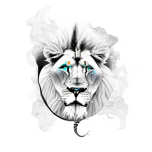 lions head, snake, betta fish, African shade tree tattoo design idea