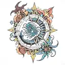 scorpio, sagittarius, pisces sign mixed tattoo design idea