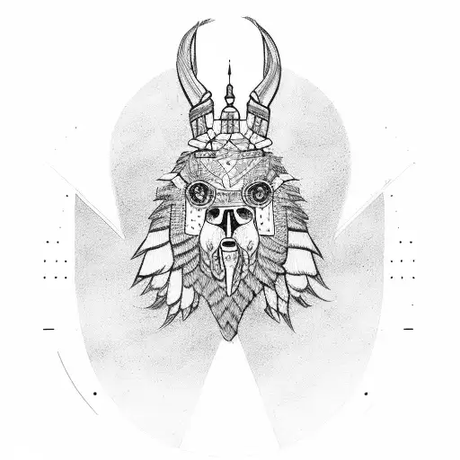 A Peruvian Tumi with pride and spirt below and above in Spanish  tattoo design idea