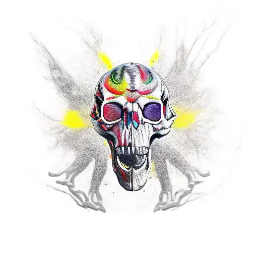 animal skull, furred humanoid body, clawed hands tattoo design idea